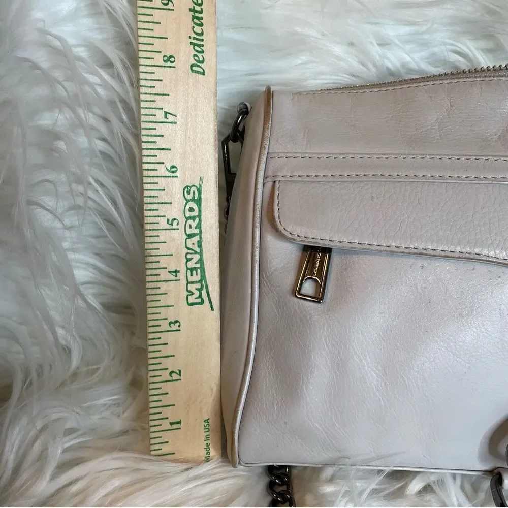 REBECCA MINKOFF Mini Mac Beige Leather Crossbody Shoulder Bag‎